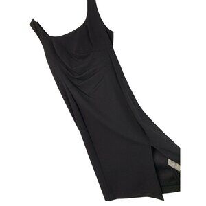 Karl Lagerfeld Black Sleeveless Sheath Dress Ruched Slit Size 12 EUC 8711